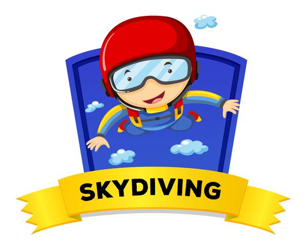 Label design with man doing skydiving vector