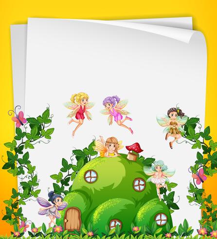 Fairy at the hill house template vector