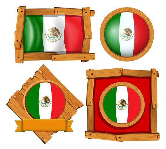 Bandera de México en diferentes diseños de marcos. vector