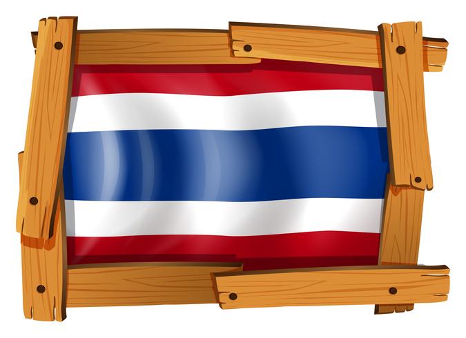 Bandera de Tailandia en marco de madera vector