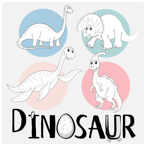 Dinosaurios en cuatro tipos diferentes vector