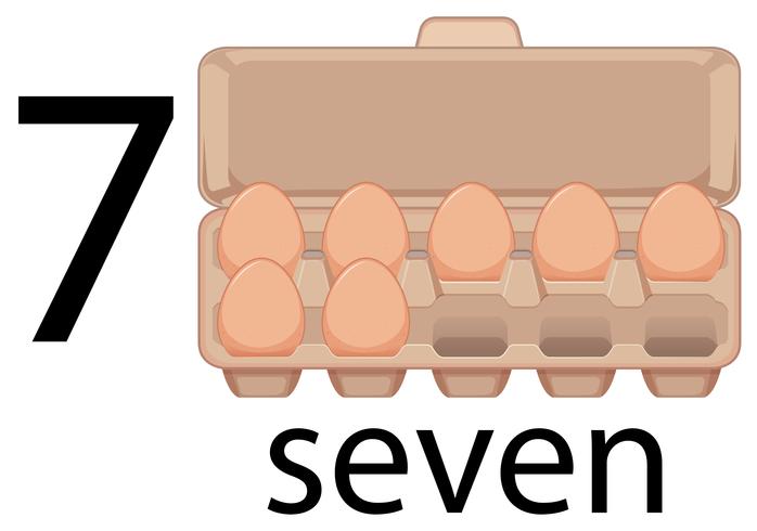 Seven eggs in carton vector