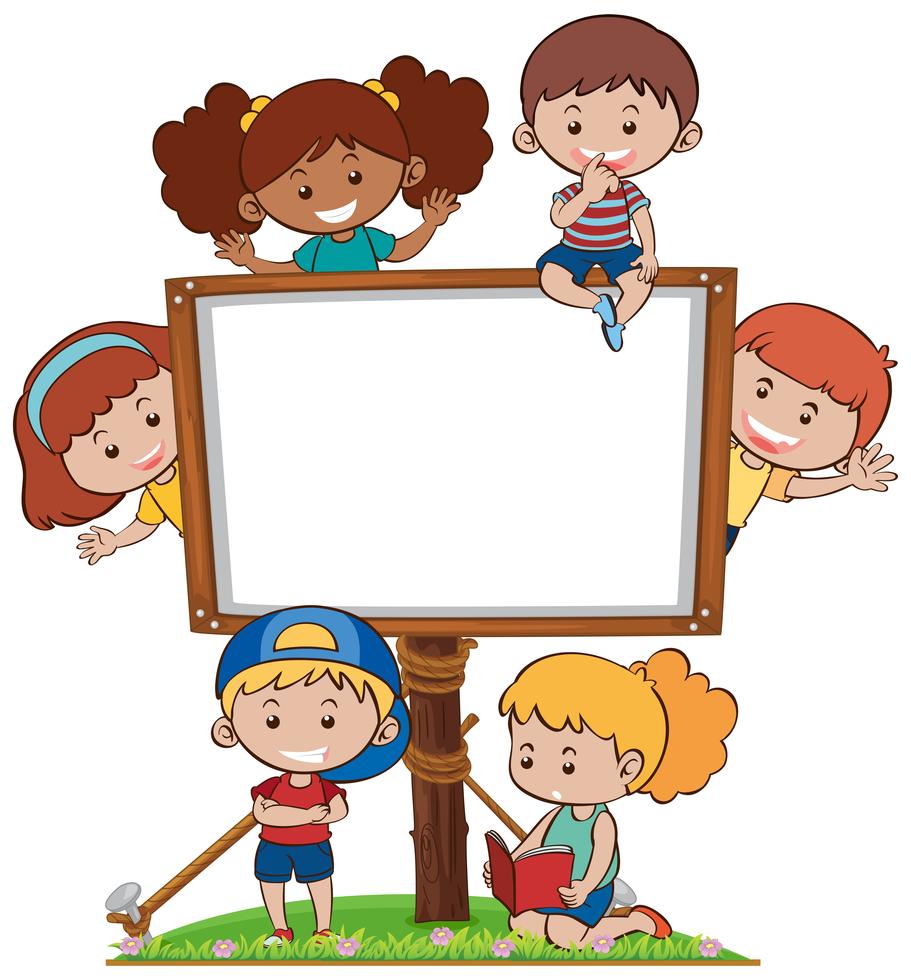 Border template with many happy kids 373803 Vector Art at Vecteezy