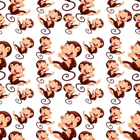 Happy monkey seamless pattern vector