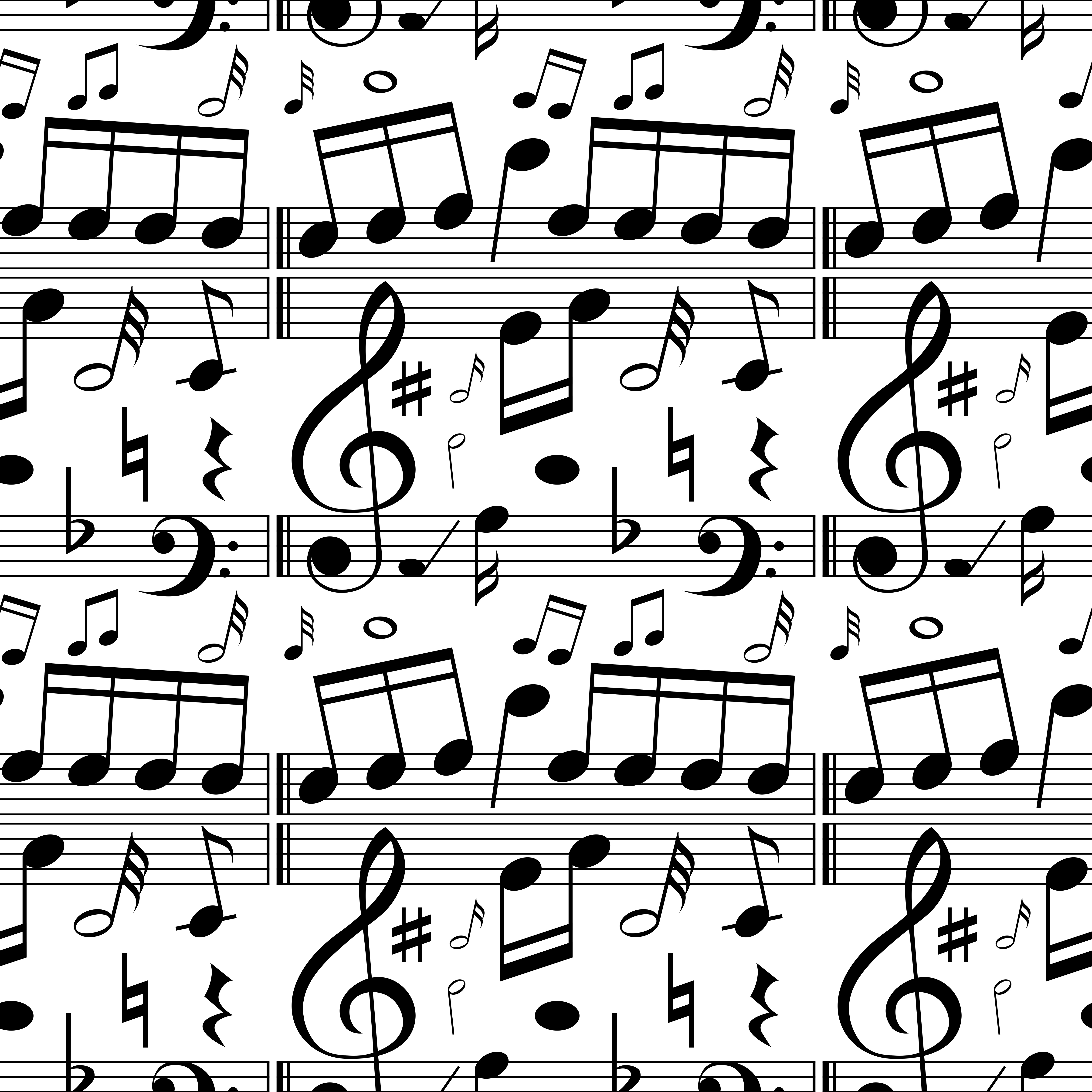 Seamless background with music notes on scales 373844 Vector Art at