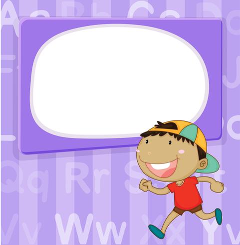 Border template with kid on purple background vector