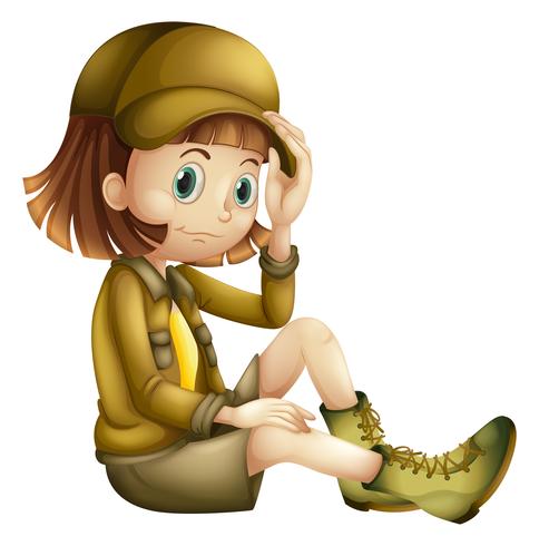 Safari Girl on White Background