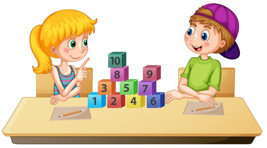 Niños aprendiendo número de matemáticas - Descargar Vectores ...