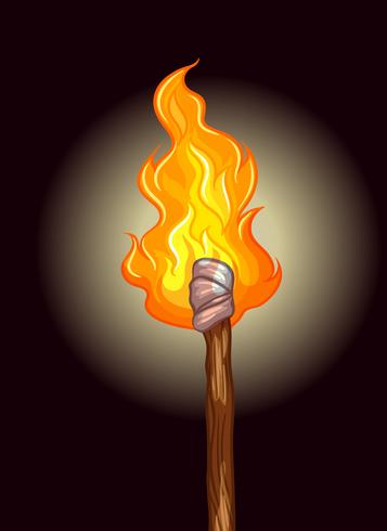 Fire on wooden stick vector