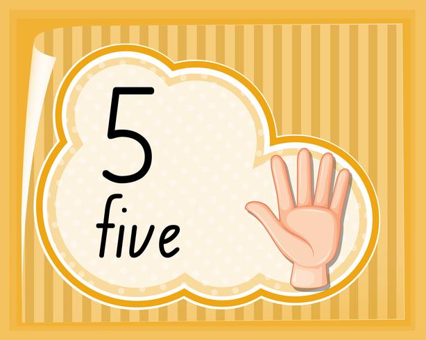 Number five hand gesture vector