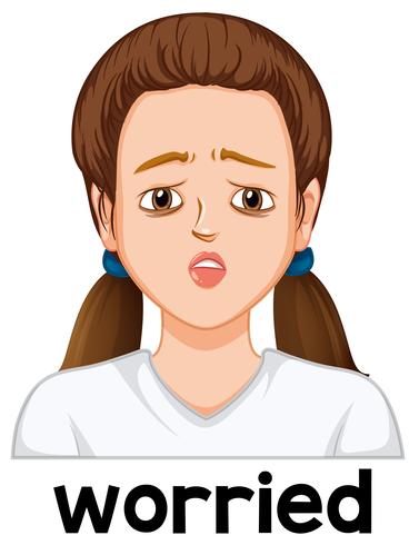 A girl with worried facial expression vector