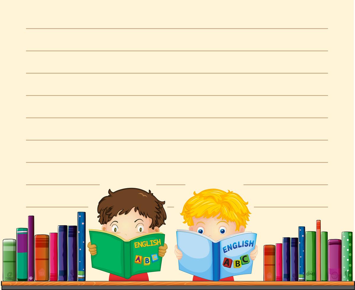 Paper template with boys reading books 374011 Vector Art at Vecteezy