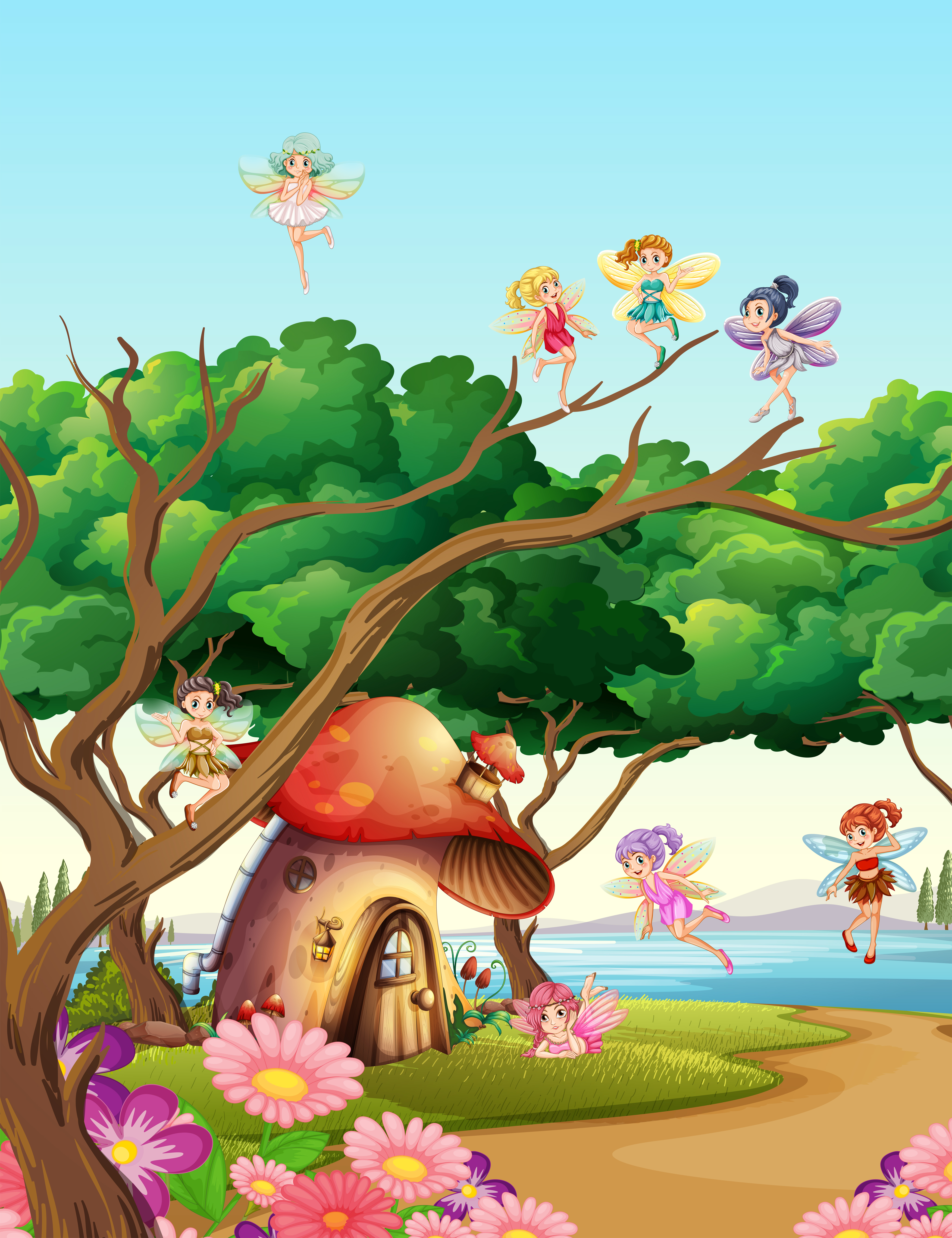 Fairies Flying In The Garden Download Free Vectors Clipart Graphics Vector Art