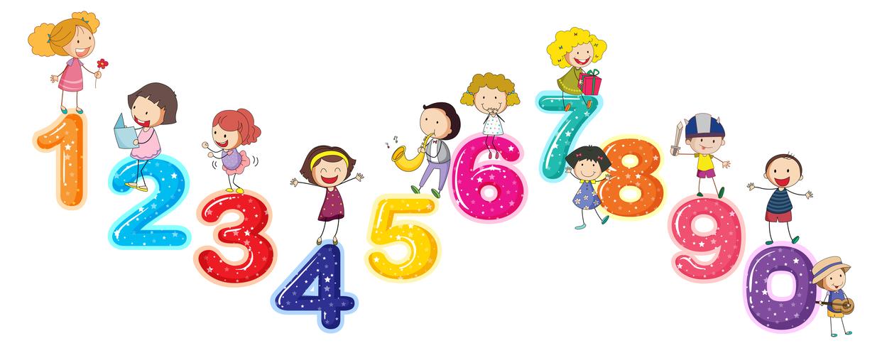 Counting numbers with little kids vector