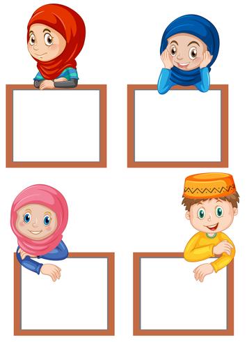 A set of muslim children and blank board