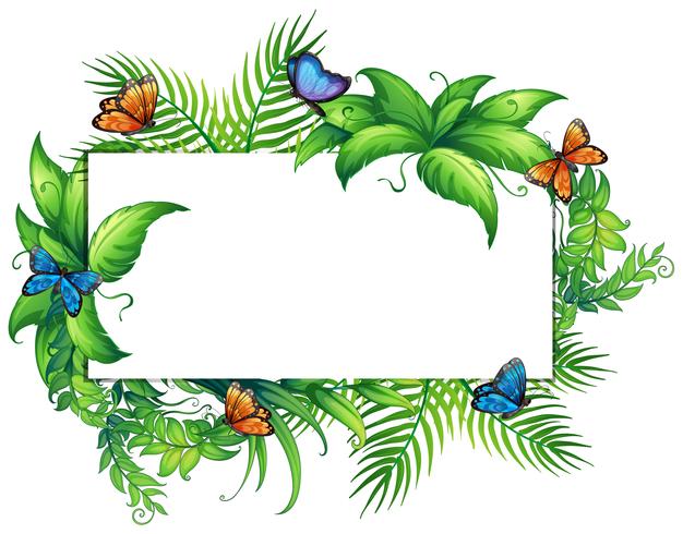 Border template with butterflies and leaves