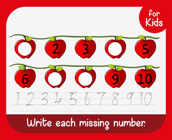 Write missing number worksheet vector