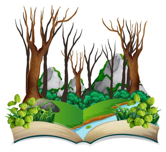 Open book jungle theme vector