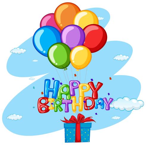 Happy birthday theme with present and balloons vector