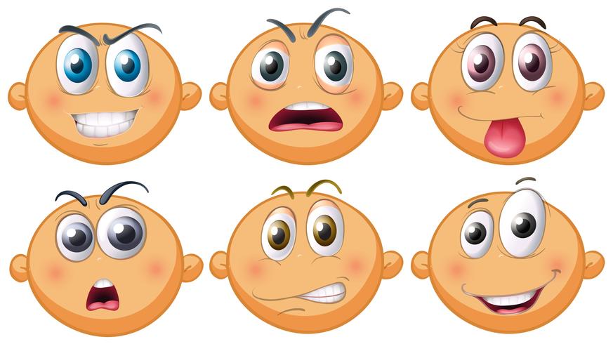 Baby with six different emotions vector