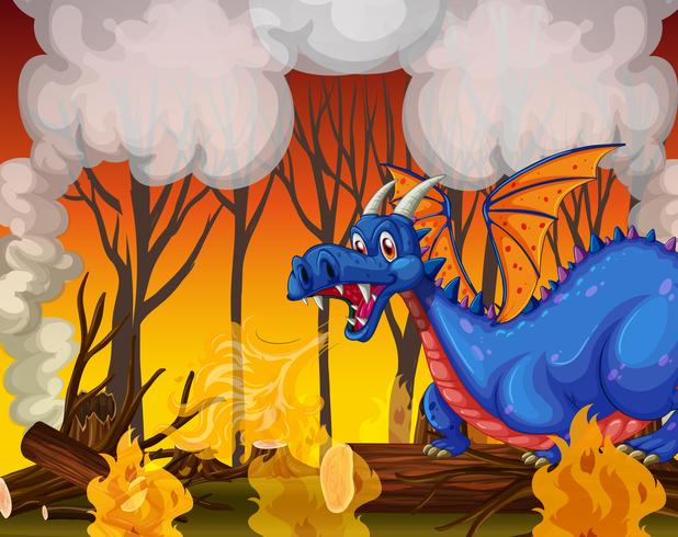 Dragón enterrado en el bosque vector