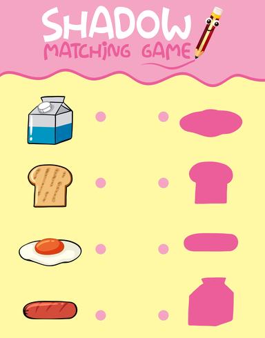 Food shadow matching game template vector