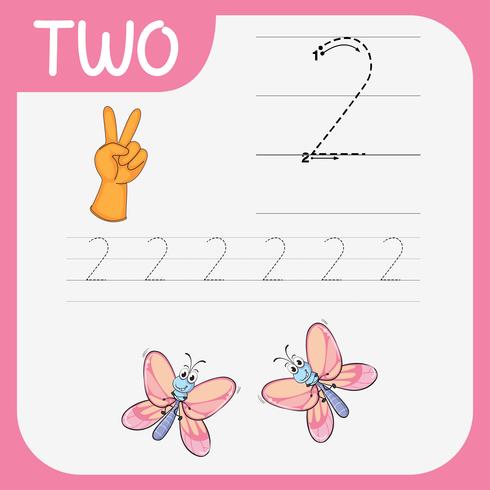 How to write number two worksheet vector