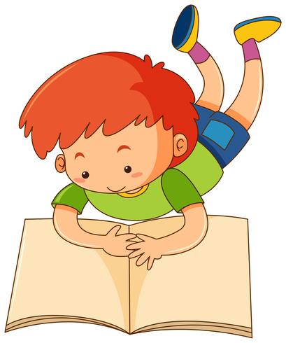 Happy boy reading book vector