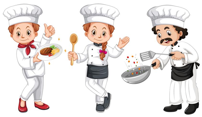 Tres personajes de cocineros vector