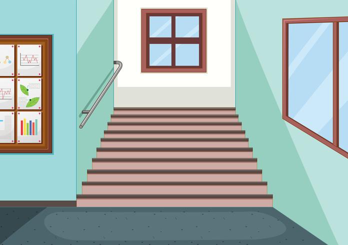 Interior of school staircase vector