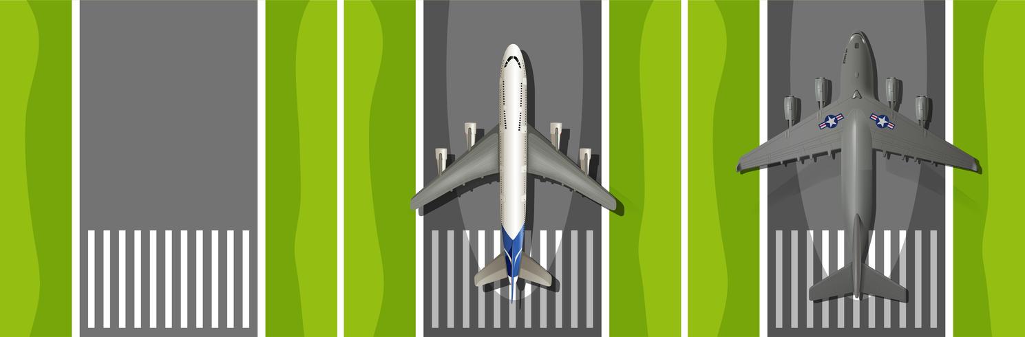 Airplane taking off runway vector