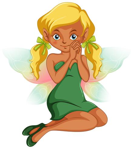 Cute fairy in green dress vector