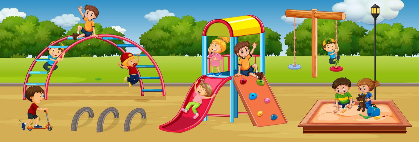 Children playing at playground vector