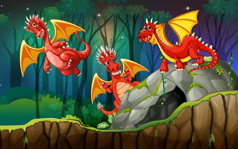 Dragon in magic land vector