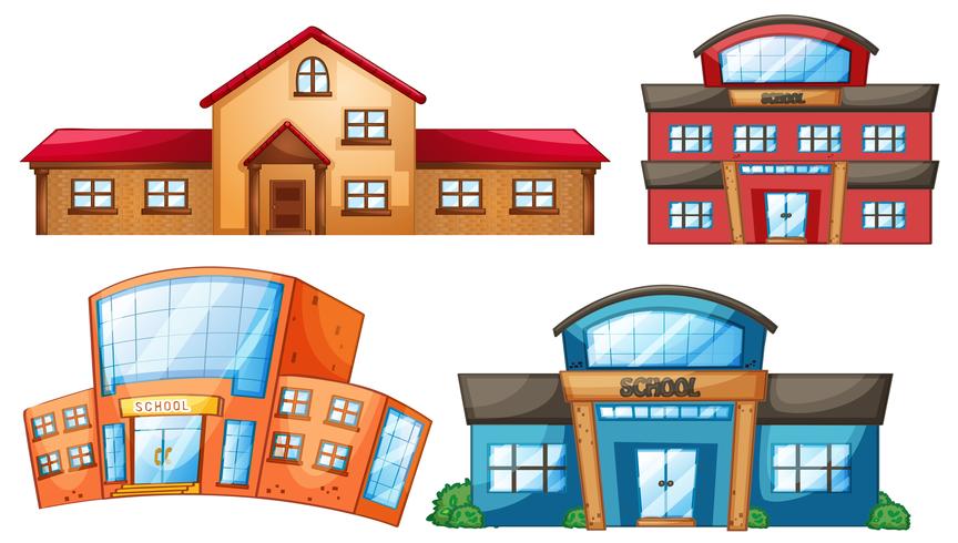 A set of different school building vector