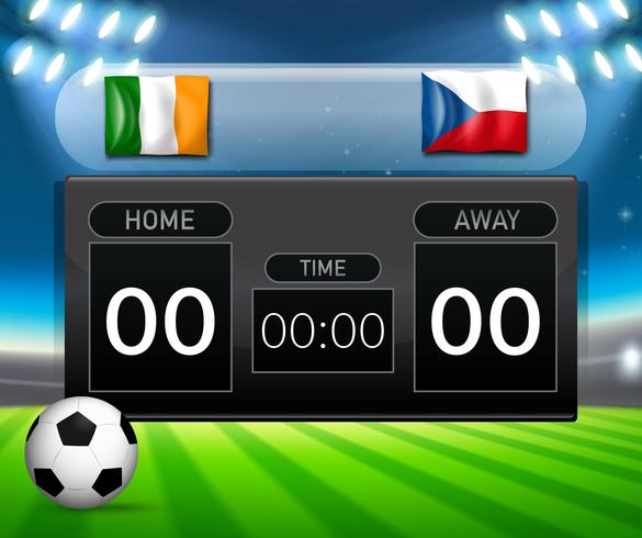 ireland vs czech republic score board vector