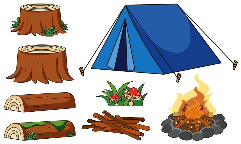 Free Vector  Hand painted yellow camping tent in front of a campfire