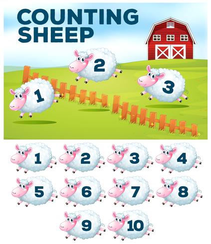 Counting sheep farm concept vector