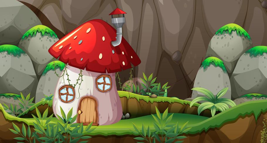 Mushroom house in nature vector