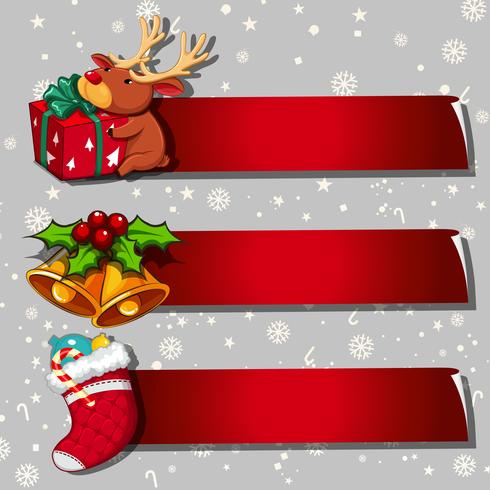 Three banner design with christmas theme vector