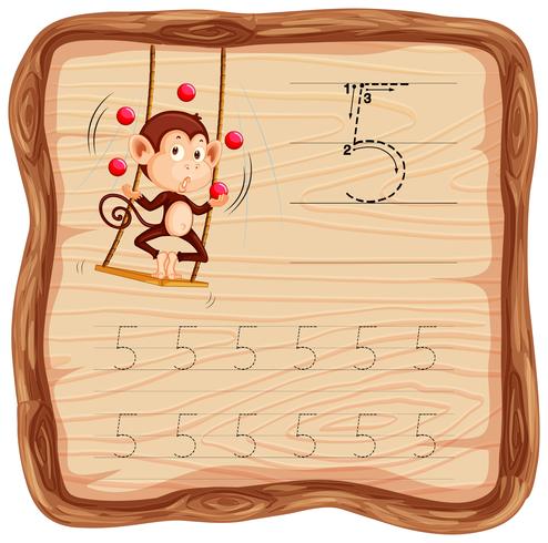 Number five tracing alphabet worksheets vector