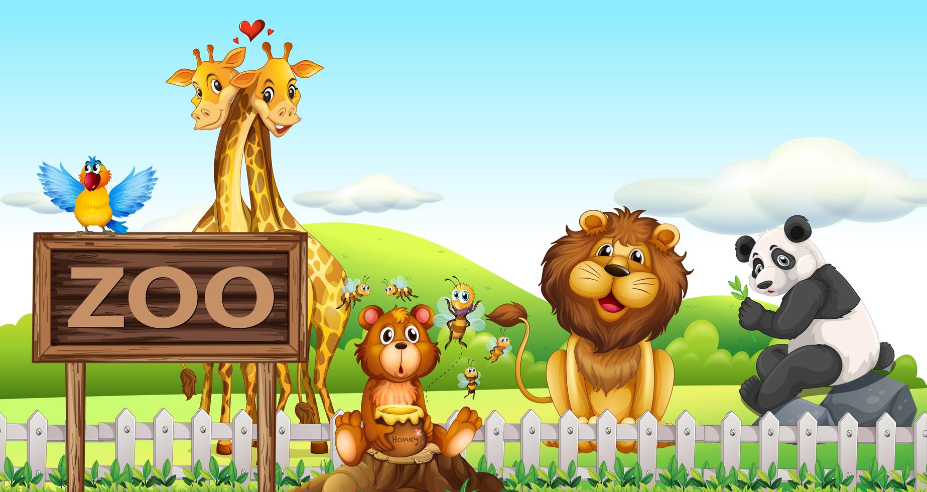 Animals in the zoo 374388 Vector Art at Vecteezy