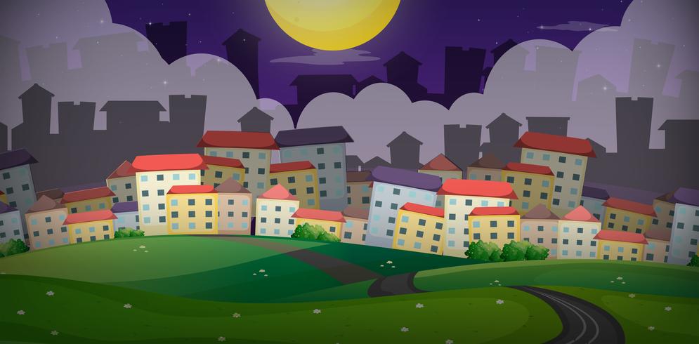 Background scene with houses in village on the hills vector