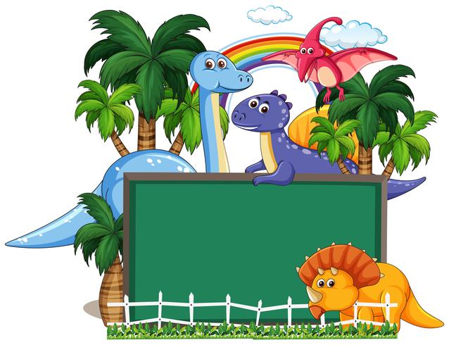 Dinosaur with calkboard banner vector