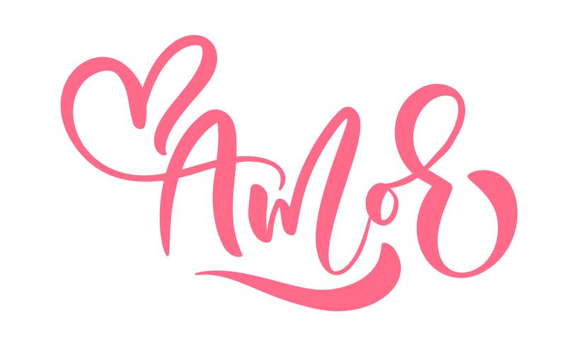 Amor Calligraphy word Love in Spanish and Portuguese vector