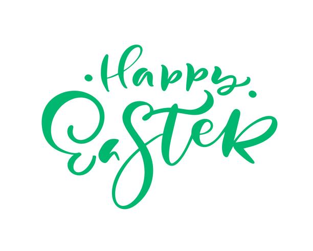 Green Happy Easter handwritten lettering text vector