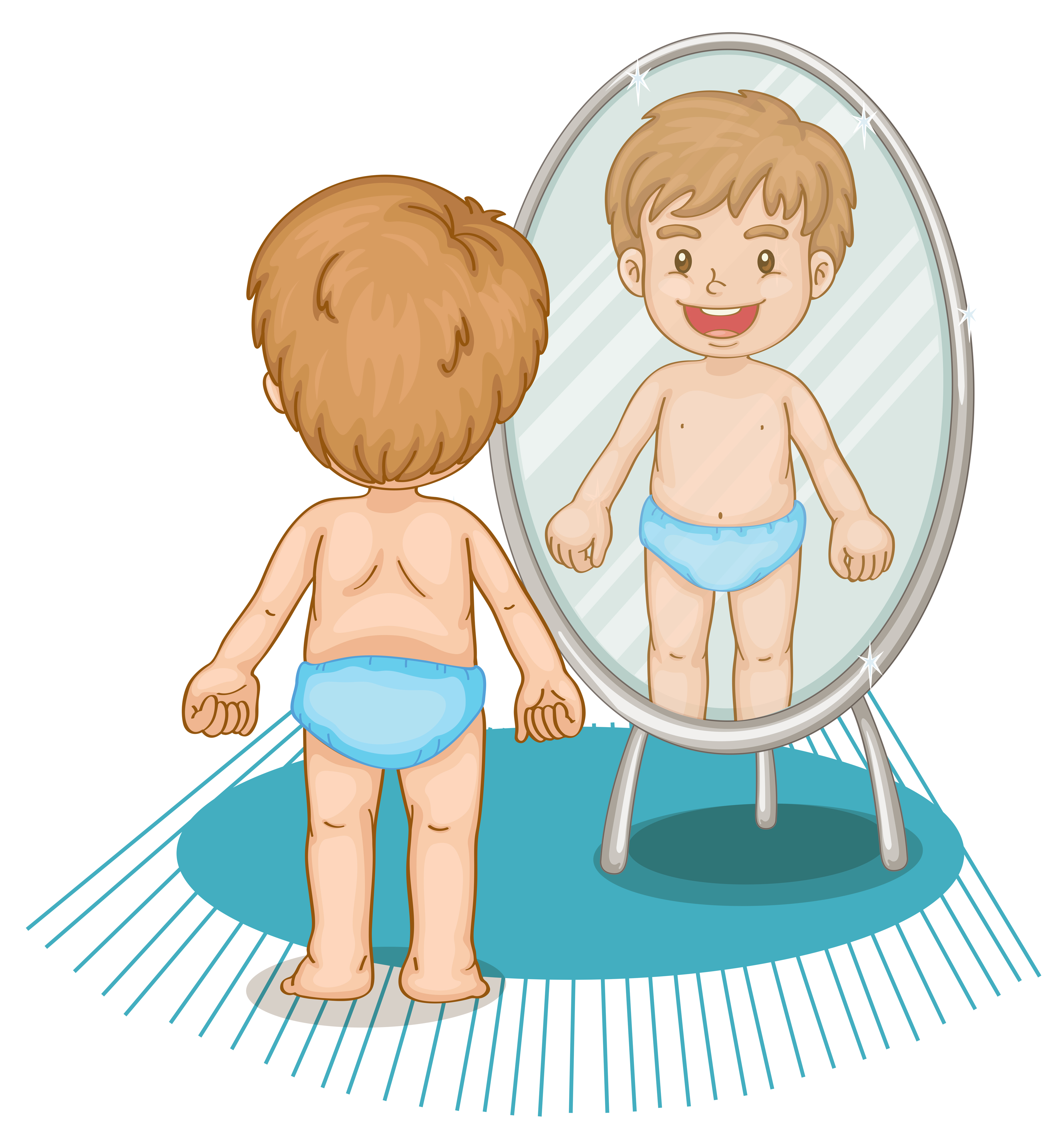 Little boy looking in the mirror 374511 Vector Art at Vecteezy