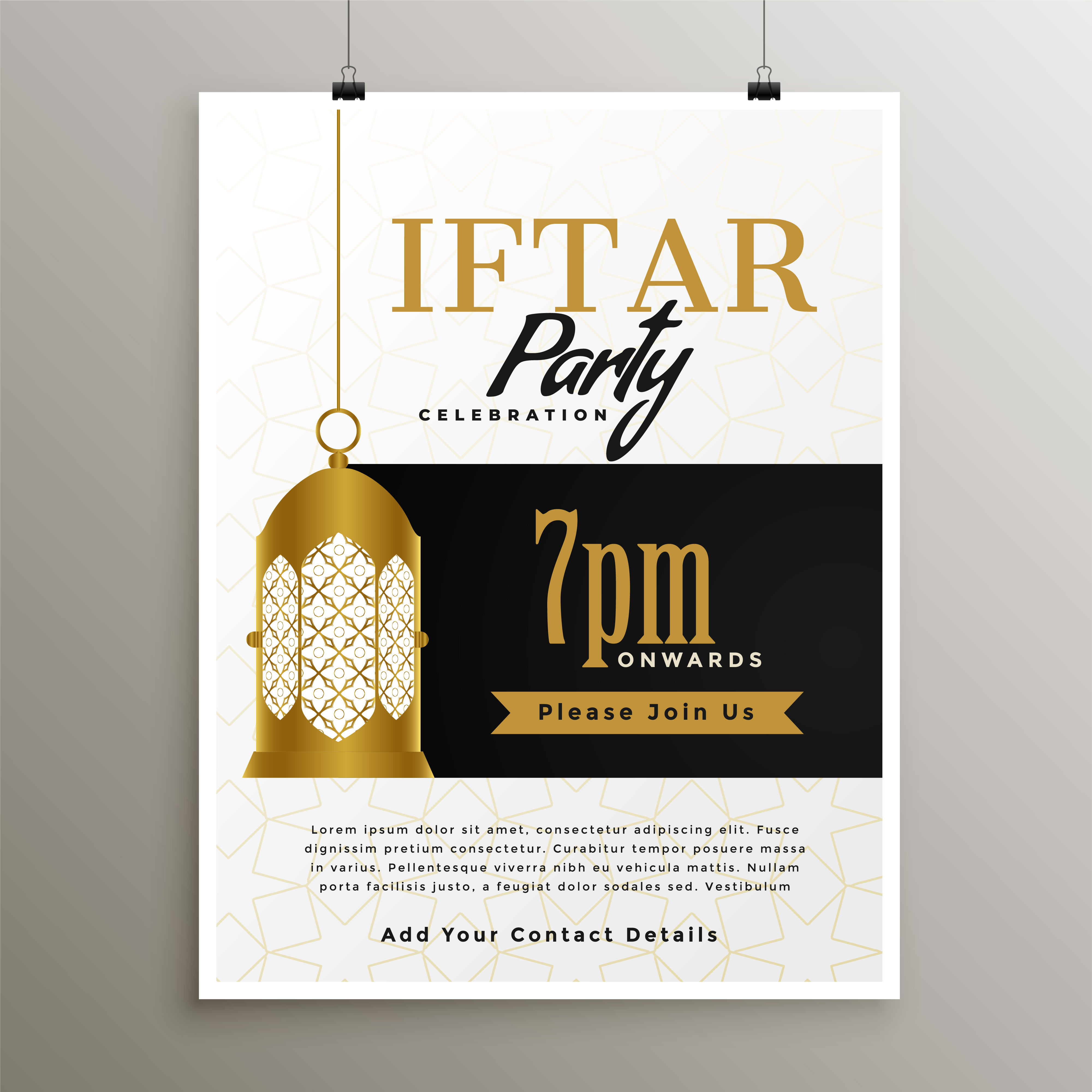 Ramadan Iftar Party Celebration Stylish Template Download Free Vector