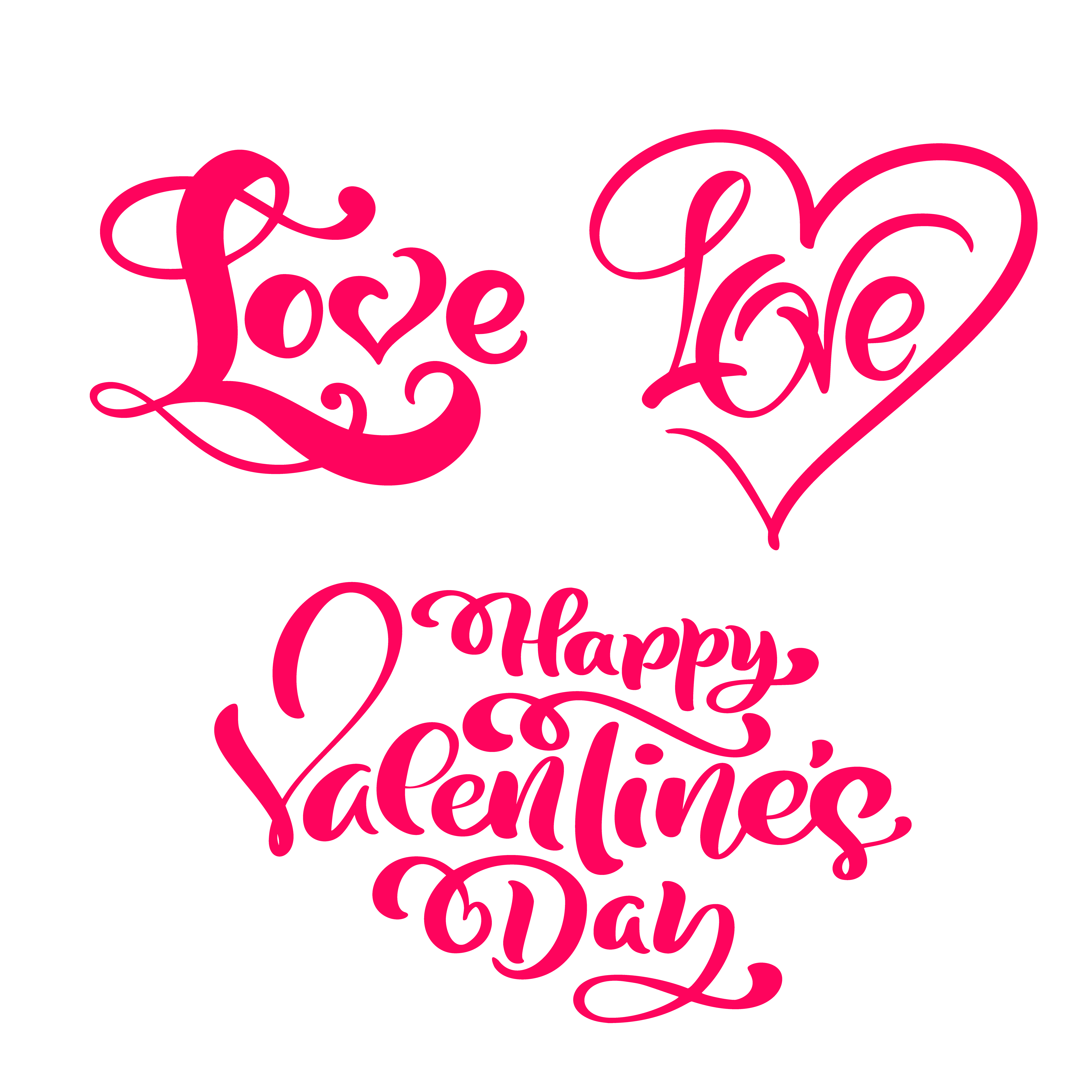 Download Set of red Calligraphy word "Love" & "Happy Valentine's ...