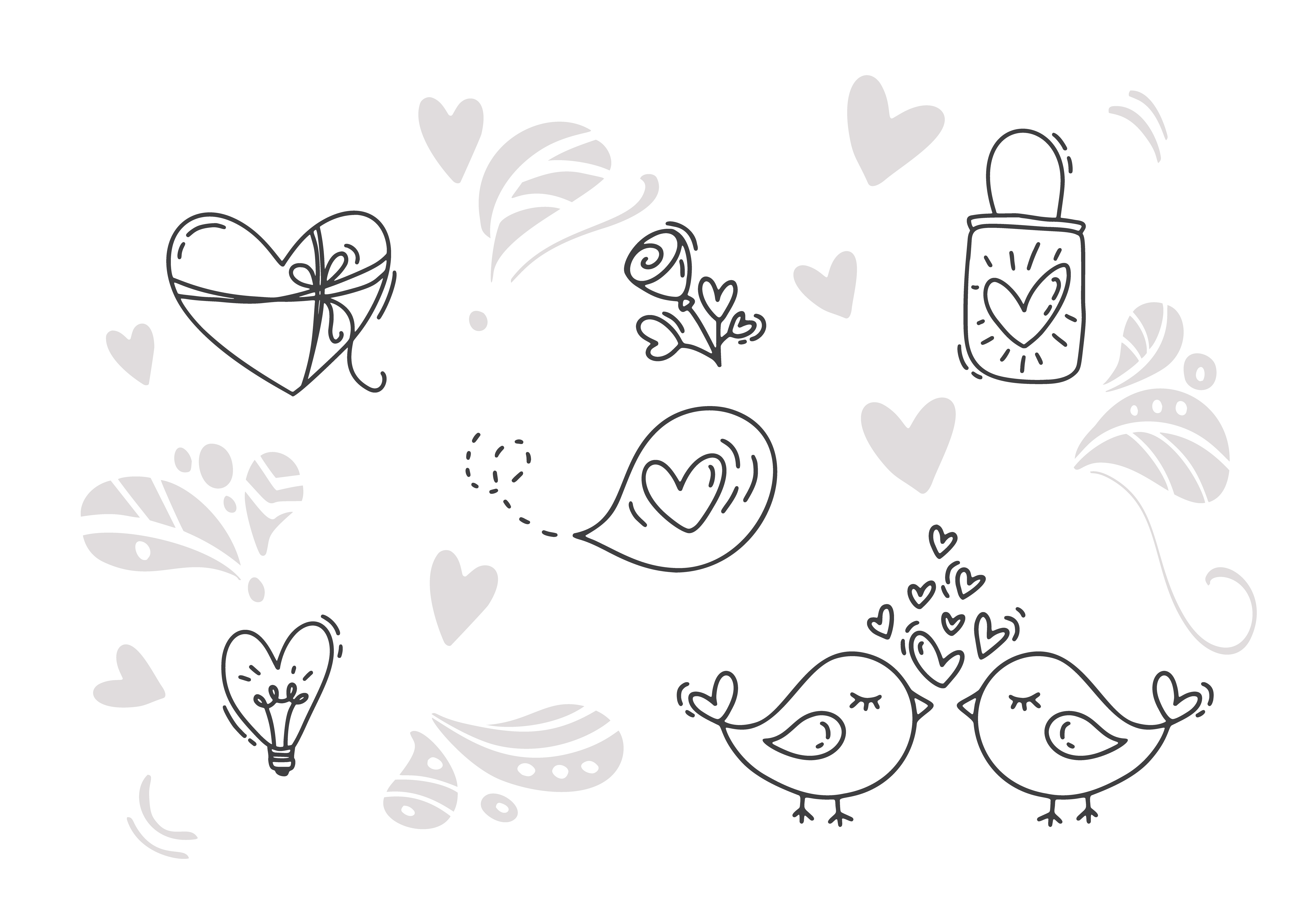 Set of sketch valentines day icons Royalty Free Vector Image